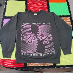 VINTAGE Rolling Stones Sweater Mens L Steel Wheels Crewneck Sweatshirt 1989 USA